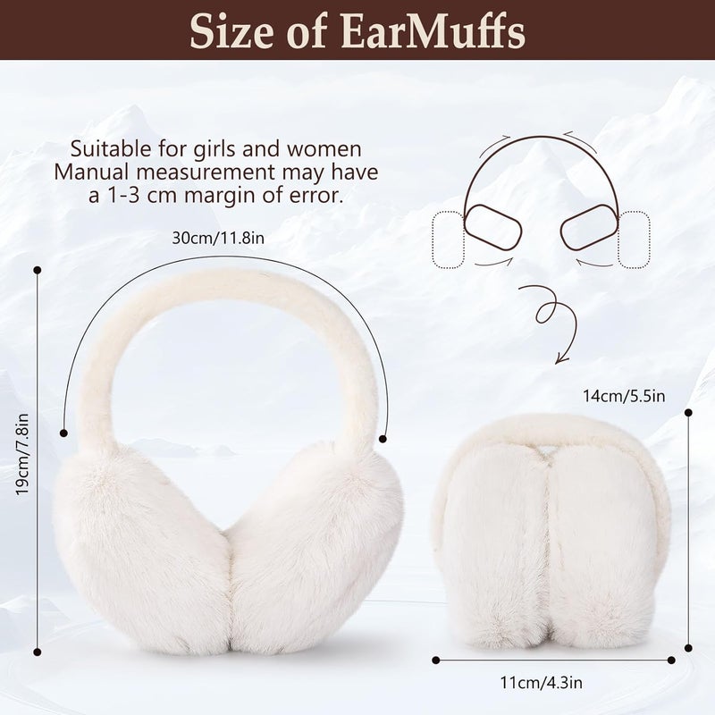 Clothclose Ear Muffs for Kids - Furry Ear Muffs for Winter Women Girls Boys, Foldable Cozy Winter Earmuffs Warmers - Image 2